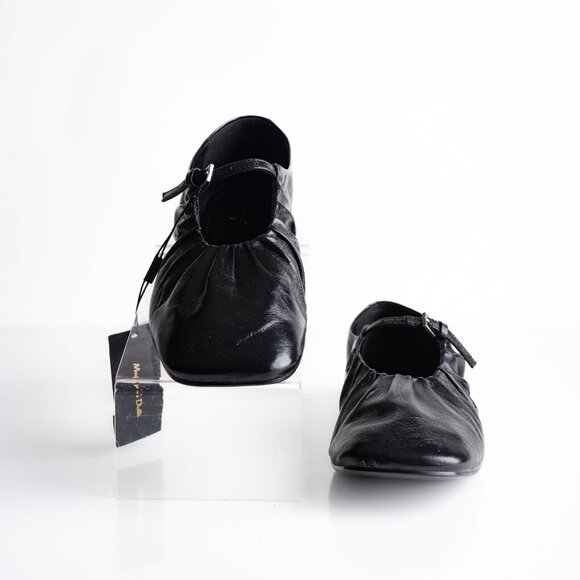 Massimo Dutti Soft Leather Ballet Flats Mary Janes Black US 9 EU 40 NWB 1578/450 - Picture 4 of 10